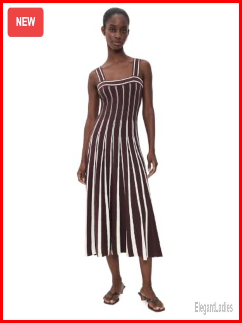 ASTR the Label Marlen Fit and Flare Midi Dress Square Neck Sleeveless